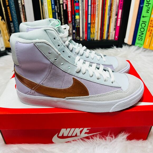 NIKE BLAZER MID 77 GRADE SCHOOL BARELY GRAPE COOPER METALLIC YOUTH - Picture 4 of 8